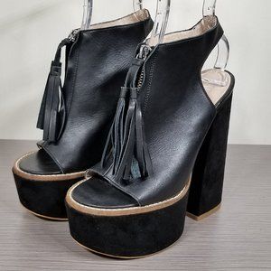 Shellys London 'Zap' Platform Sandal, Black Leather, Women's Size 7.5 US / 38